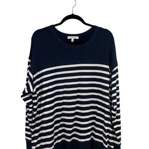 2/$25 Workshop Republic Navy Striped Crewneck Long Sleeve Lighweight Sweater